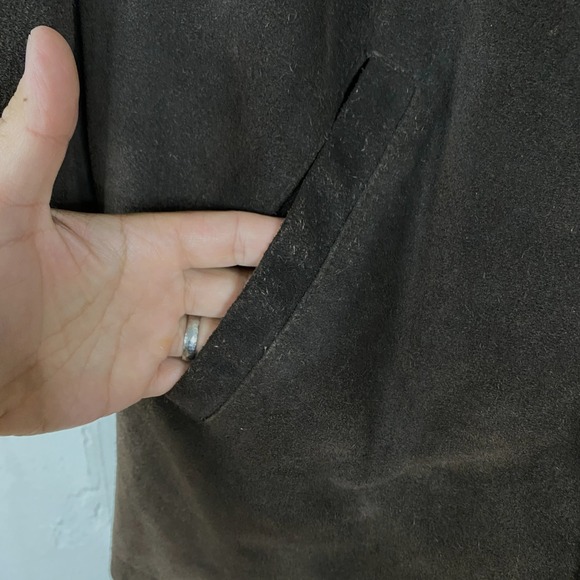 Vintage J.CREW Suede Leather Jacket Mens Small Wool Quilted Lined Overcoat Barn - Picture 4 of 13